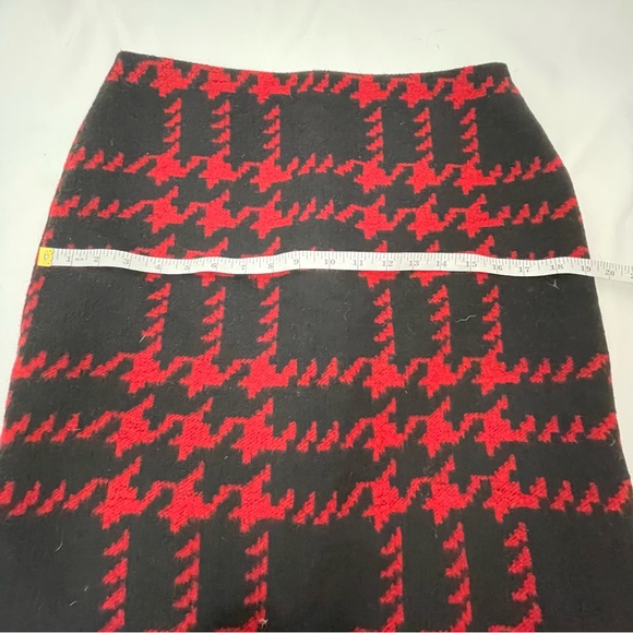 Talbots Red and Black Modern Houndstooth Pencil Skirt Wool Blend 8 - Picture 9 of 11